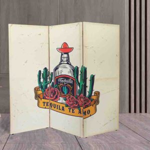 Biombo Decorativo con Motivos Mexicanos para Dividir Ambientes Modelo #11