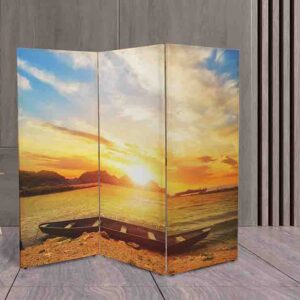 Barco al Amanecer Biombo Decorativo #2 Separador de Espacios Inspirador