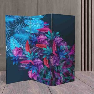 Biombo Plegable con Estampado de Hojas Exóticas Separador de Espacios #3