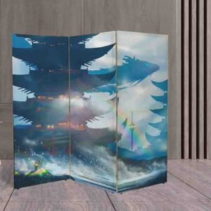 Biombo de Pagodas Japonesas con Diseño Artístico - Ideal para Hogar u Oficina #3