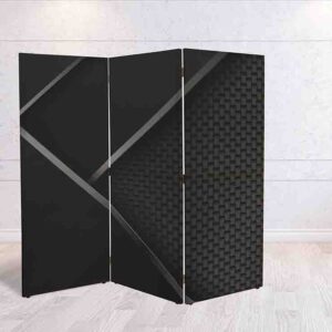 Biombo negro con diseño contemporáneo #5