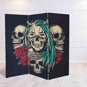 Biombo Decorativo de Calaveras Vintage en Madera #5