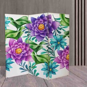 Separador de Espacios con Motivo Floral Romántico - Biombo Decorativo #5