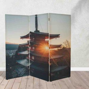 Biombo Decorativo con Paisajes de Pagodas Japonesas #5