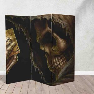 Biombo de Tela con Estampado de Calaveras Artísticas #7