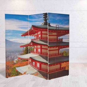 Biombo Japonés con Escenas de Pagodas y Templos Arte y Funcionalidad  #7