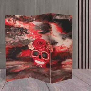 Biombo Decorativo de Madera con Calaveras en Relieve #9