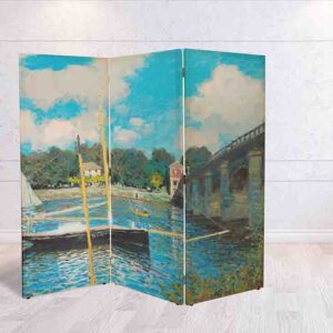 Biombo El Puente de Argenteuil de Claude Monet #17 Separador de Espacios Impresionista