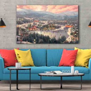 Pintura navideña en canvas Villa Navideña 001
