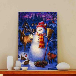 Cuadros decorativos navideños en canvas Muñeco de nieve 001