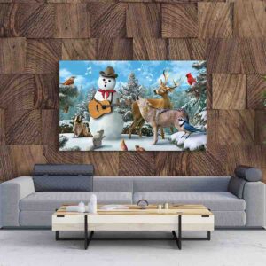 Pintura navideña en canvas Muñeco de nieve 003