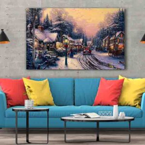 Pintura navideña en canvas Villa Navideña 006