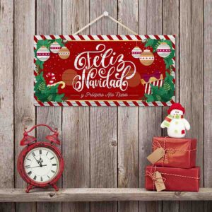 Letrero feliz navidad en madera Mod.1
