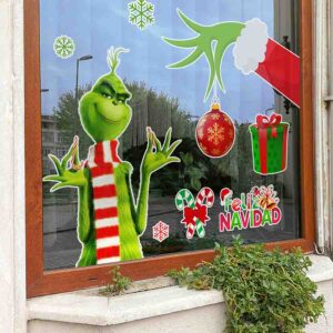 Adorno Decoracion Grinch Navidad Vinil Ventana Nochebuena
