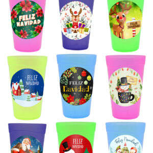 Vasos Decorados De Navidad De Plastico