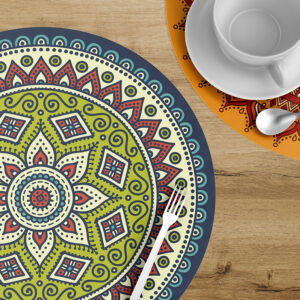 Mantel Para Mesa Redondo Mandalas MOD. Verde Limon