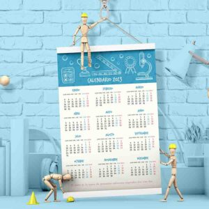 Calendario de pared 2023 decorativo Caminito de la escuela Mod.Azul