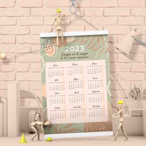 Calendarios bonitos grandes Nuevos comienzos Verde