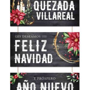 Feliz navidad letrero de colgar Mod.Madera Negra La Familia
