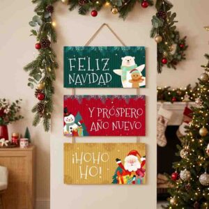 Letreros de feliz navidad para colgar Mod.Muñequitos Feliz Navidad