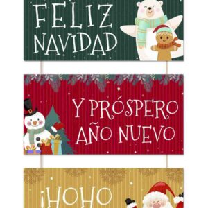 Letreros de feliz navidad para colgar Mod.Muñequitos Feliz Navidad