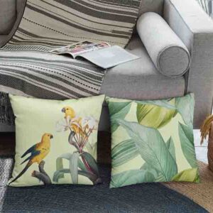 2 Cojines Decorativos Para Sala Recamara Aves Tropicales