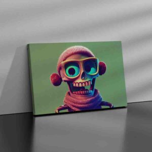 Cuadro moderno Calavera graciosa con gorro hipster