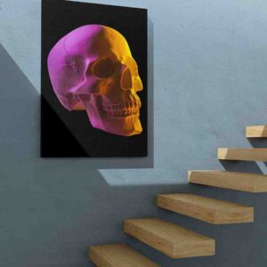 Lindo Cuadro decorativo Calavera neón aesthetic rosa