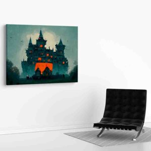 Pintura moderna para sala Castillo entre la niebla
