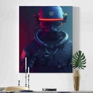 Inmejorable Cuadro decorativo sala Cyberpunk Army neón