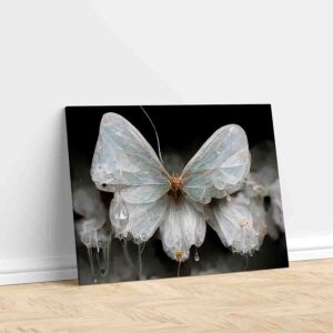 Ideal Cuadro decorativo Flor blanca mariposa