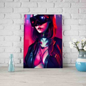 Esplendoroso Cuadro moderno Gamer girl en cuero negro