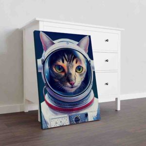 Delicado Cuadro moderno para sala Gato astronauta