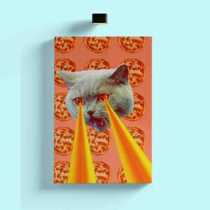 Sensacional Cuadro Gato Pizza Psicodelico