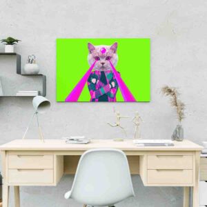 Pintura Gato rey de las gemas arte psicodelico
