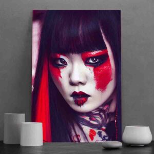 Hermosisima Pintura abstractas Guerrera roja samurai