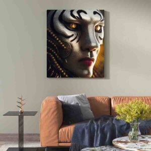 Cuadro decorativo minimalista Guerrero jaguar gold