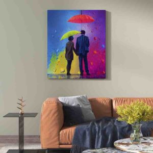 Decoración de Cuadro moderno Lluvia de colores arte pareja
