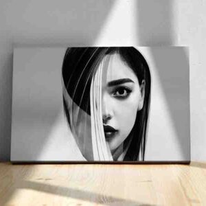 Elegante Cuadro Mitad de rosto blanco y negro