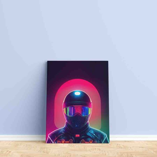 Pintura con colores Motociclista cyberpunk neón