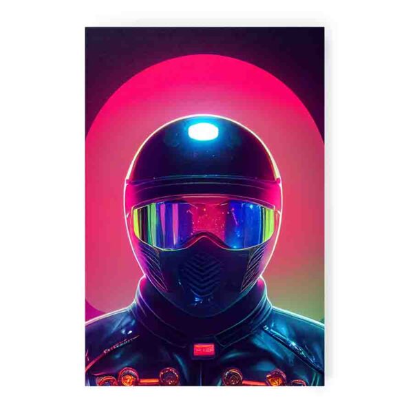Pintura con colores Motociclista cyberpunk neón - Image 2