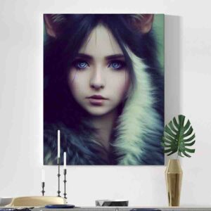 Bella Pintura de cuartos Mujer Lobo abstracta