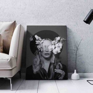 Cuadro decorativo Mujer de sombrero negro con flores