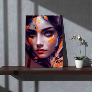Cuadro para recamaras Mujer en Pintura naranja abstracta