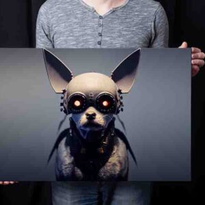 Cuadro para sala grandes Perrito con casco steampunk