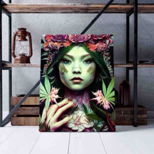 Pintura moderna Reina del cannabis marihuana arte