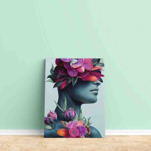 Emotivo Cuadro moderno Arte abstracto mujer con flores