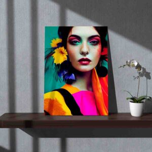 Pintura de arte abstracto bailarina con girasol