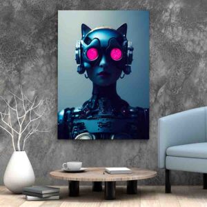 Pintoresco Cuadro decorativo cat girl cyberpunk futirista