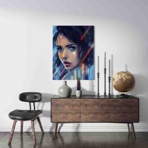 Fascinante Cuadro Ilustración cyberpunk mujer neón